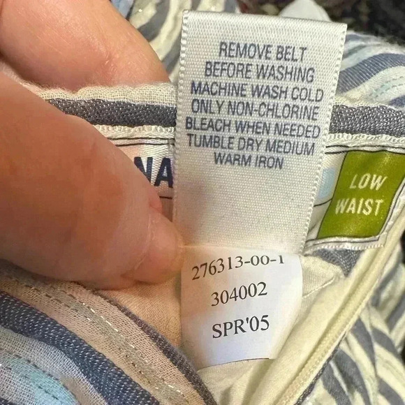 Old Navy Pleated Denim Stripe,Tiffany Blue Stripe, metallic silver stripe - Picture 7 of 7